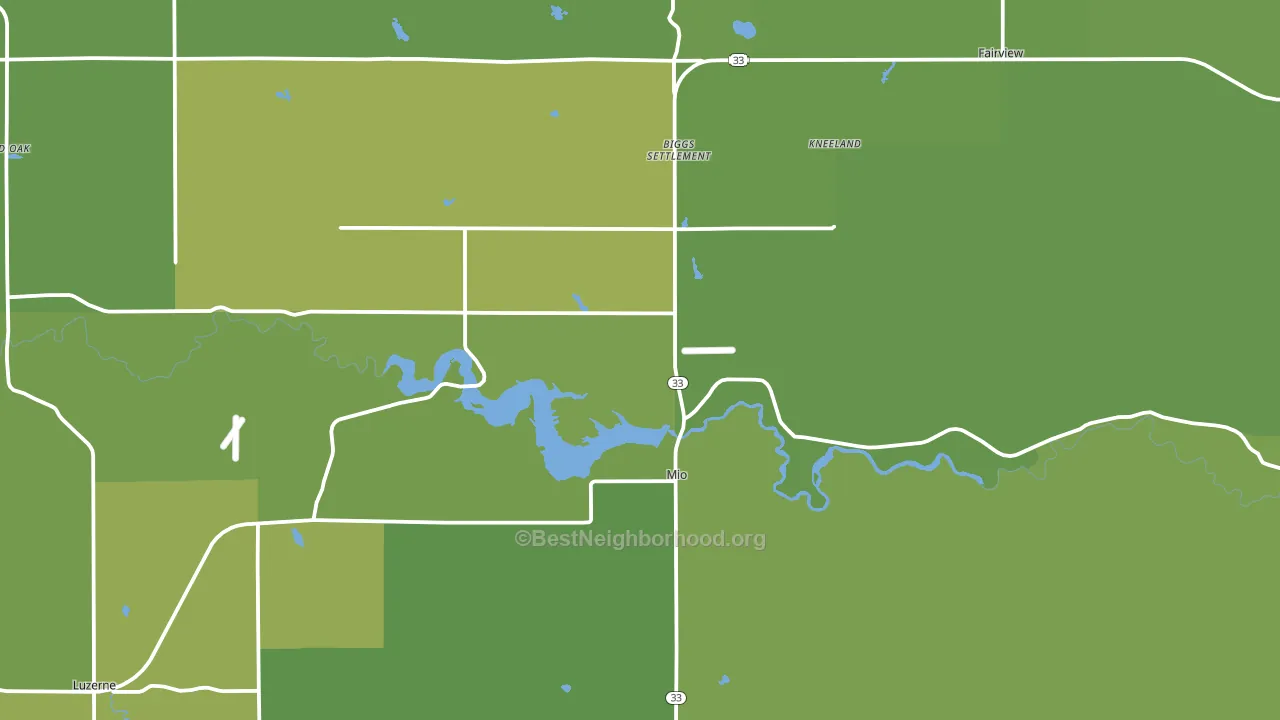 Mio, MI block-group voter-turnout map