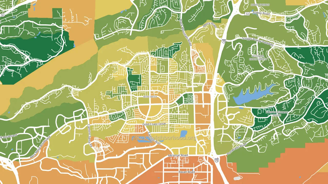 Mira Mesa, San Diego, CA block-group voter-turnout map