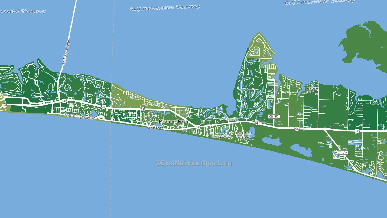 Miramar Beach, FL block-group voter-turnout map