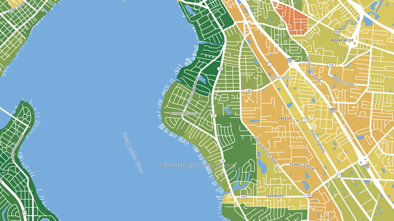 Miramar, Jacksonville, FL block-group voter-turnout map