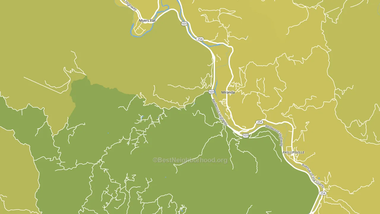Miranda, CA block-group voter-turnout map