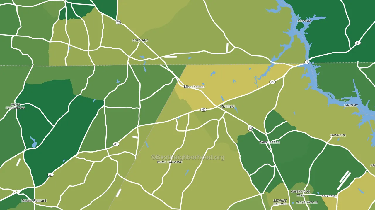Misenheimer, NC block-group voter-turnout map
