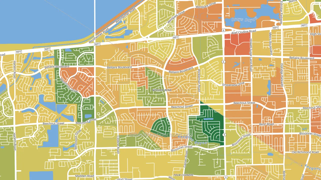 Mission Bend, TX block-group voter-turnout map