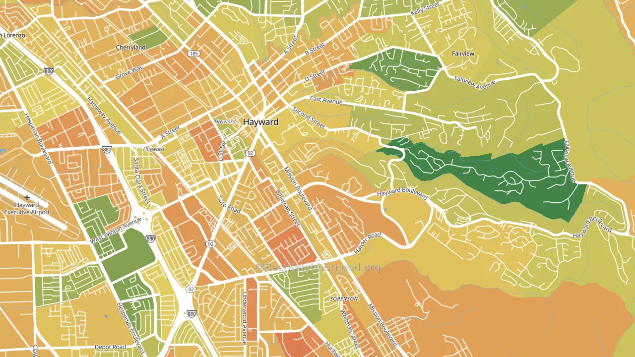 Mission-Foothill, Hayward, CA block-group voter-turnout map