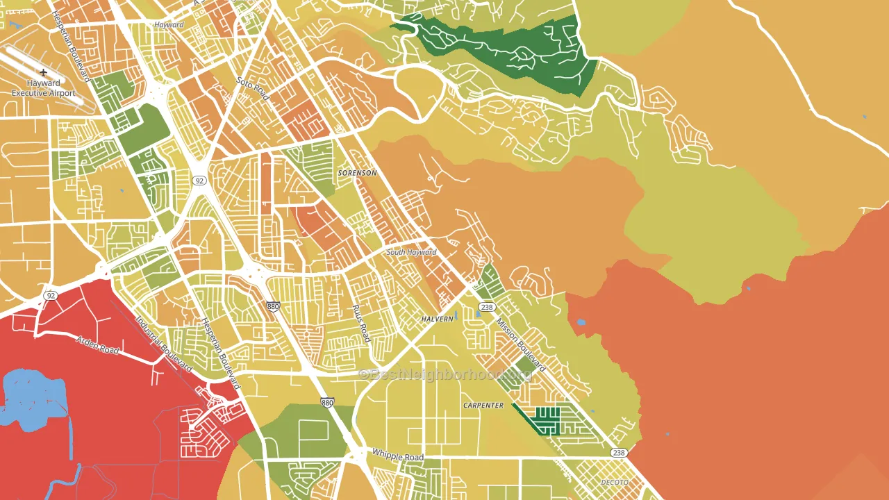 Mission-Garin, Hayward, CA block-group voter-turnout map