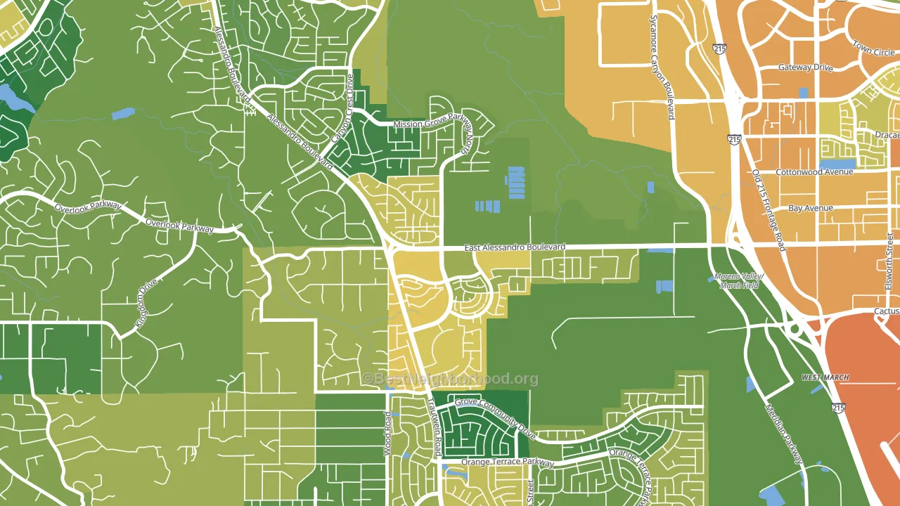 Mission Grove, Riverside, CA block-group voter-turnout map