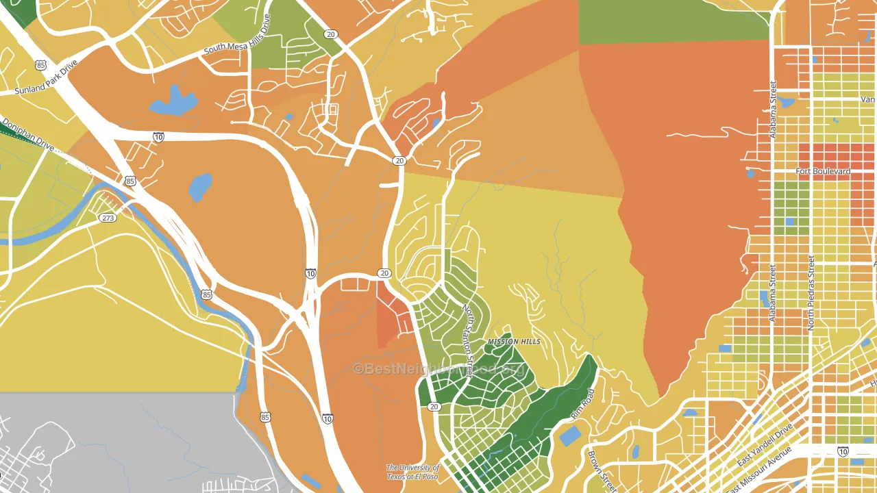 Mission Hills, El Paso, TX block-group voter-turnout map