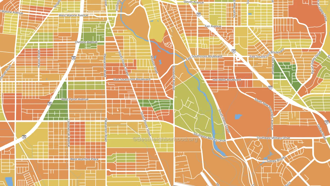 Mission San Jose, San Antonio, TX block-group voter-turnout map