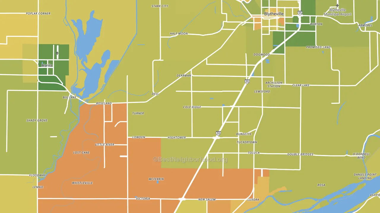 Mississippi County, AR block-group voter-turnout map