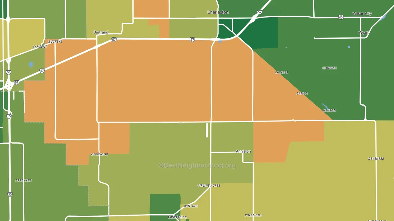 Mississippi County, MO block-group voter-turnout map