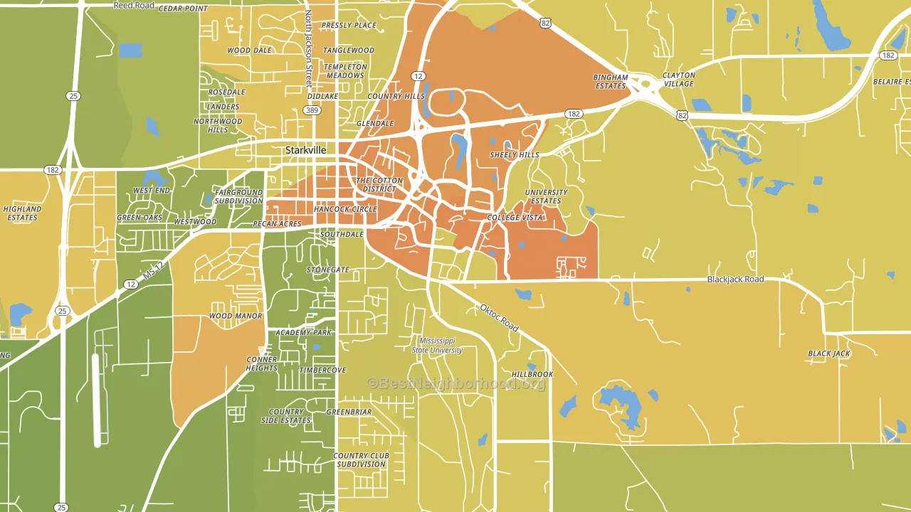 Mississippi State, MS block-group voter-turnout map