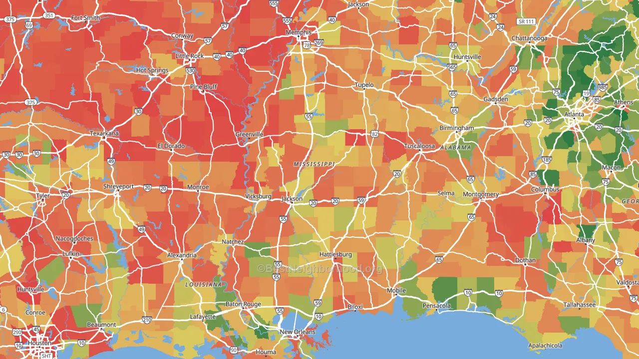 Mississippi block-group voter-turnout map