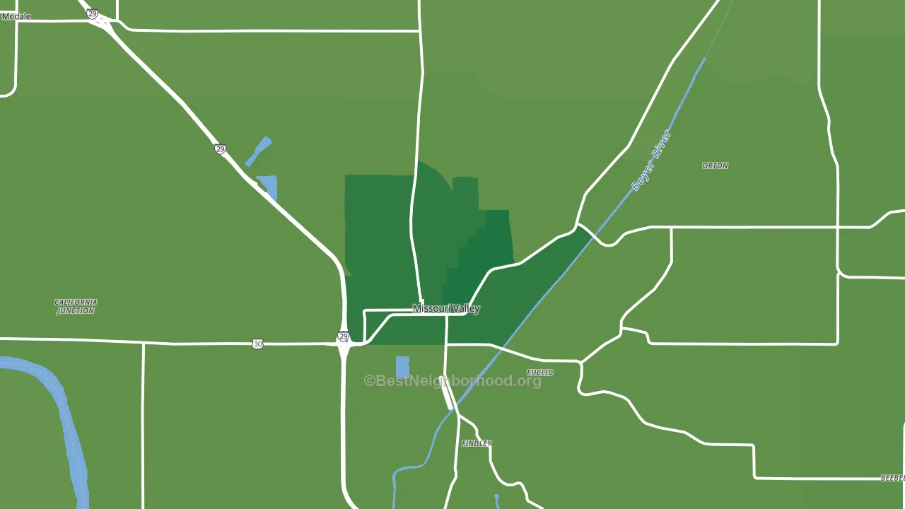 Missouri Valley, IA block-group voter-turnout map