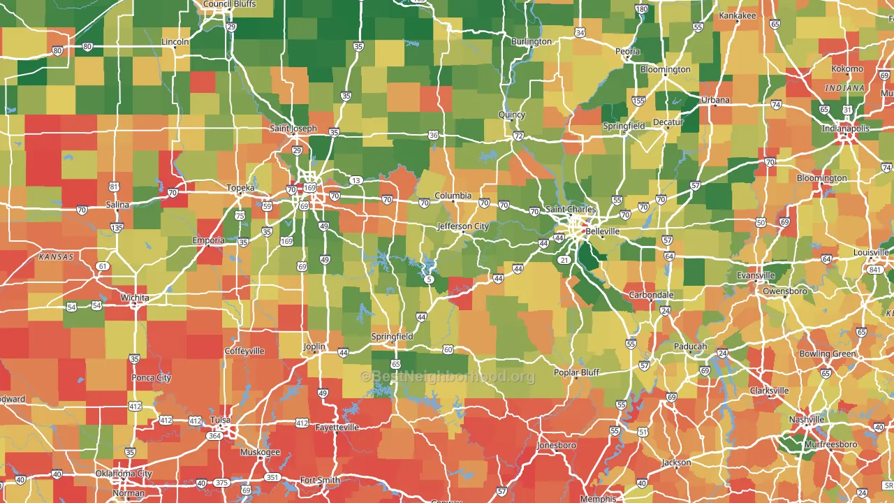 Missouri block-group voter-turnout map