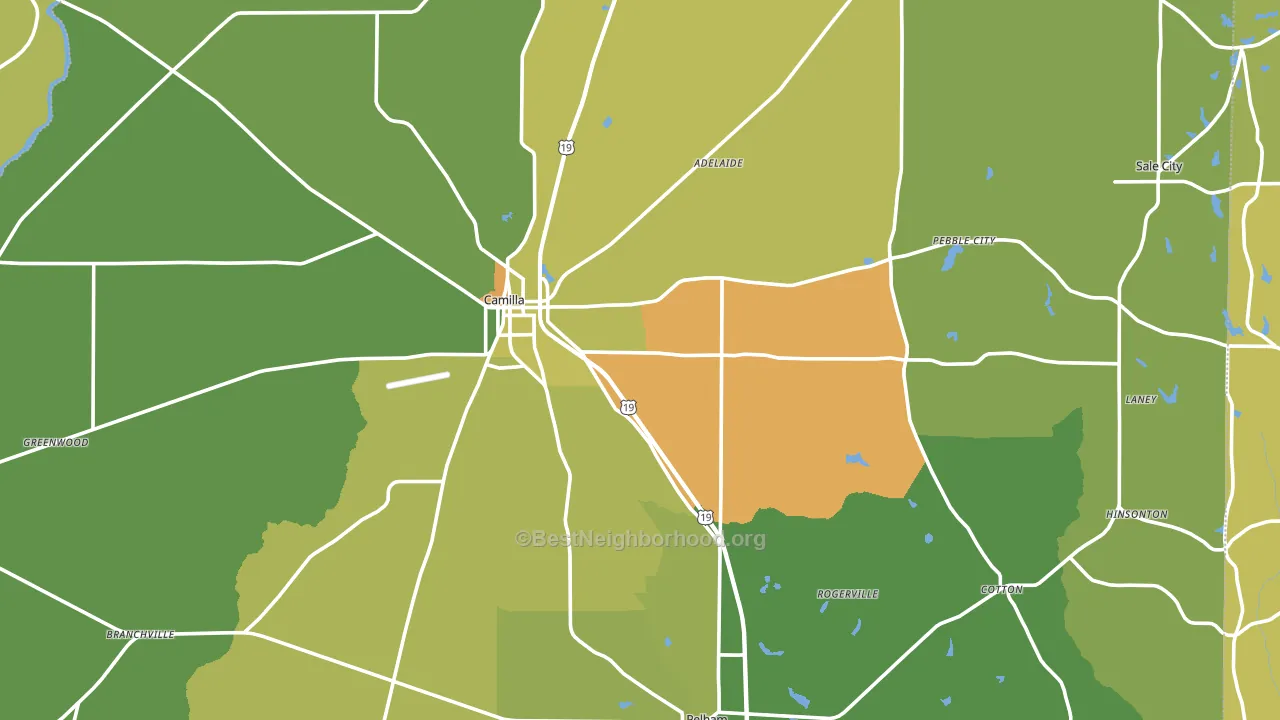 Mitchell County, GA block-group voter-turnout map