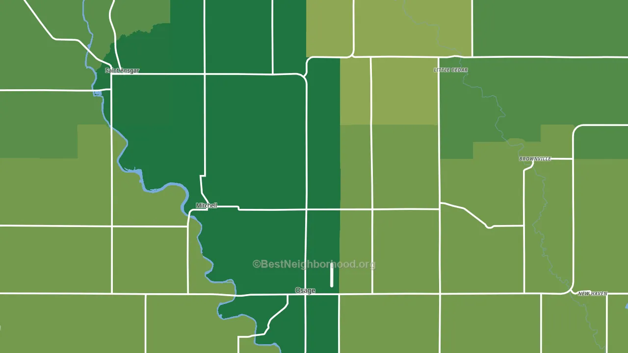 Mitchell County, IA block-group voter-turnout map