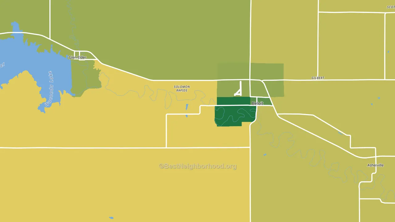 Mitchell County, KS block-group voter-turnout map