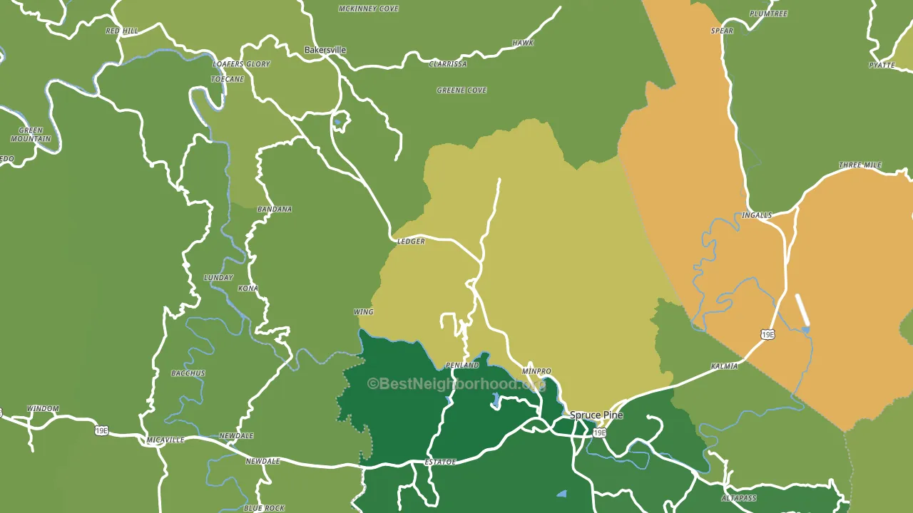 Mitchell County, NC block-group voter-turnout map