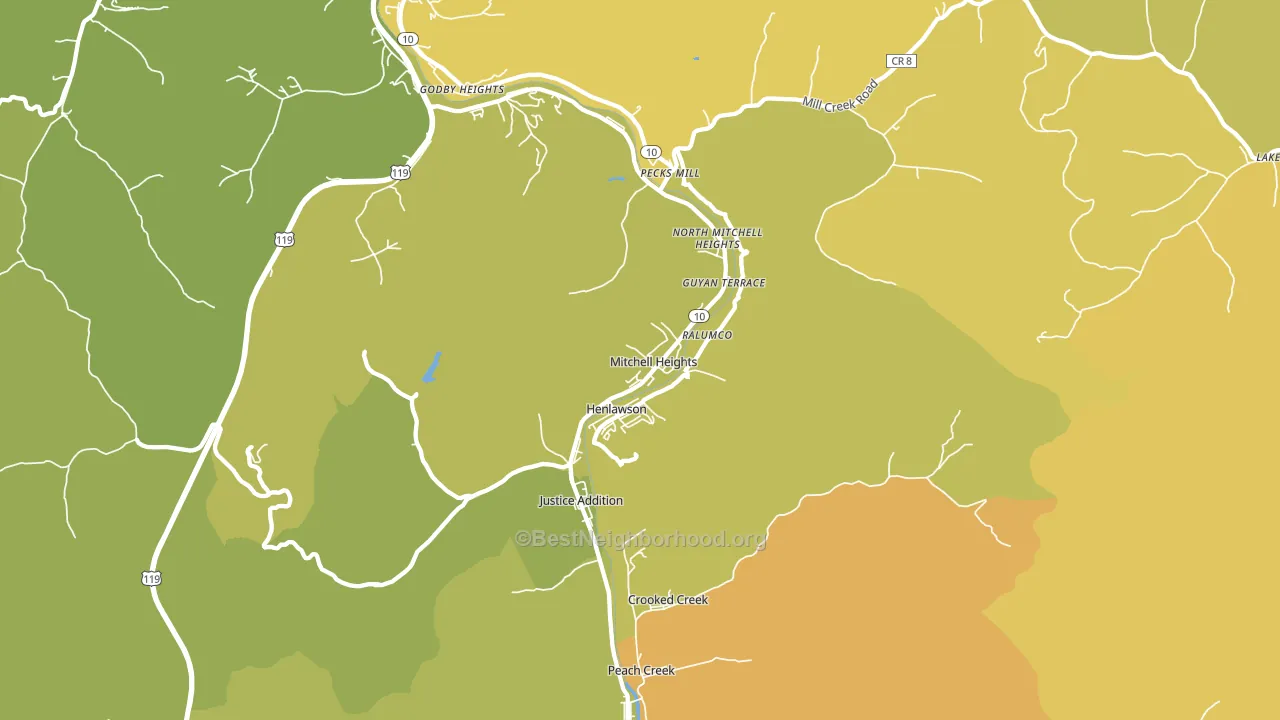 Mitchell Heights, WV block-group voter-turnout map