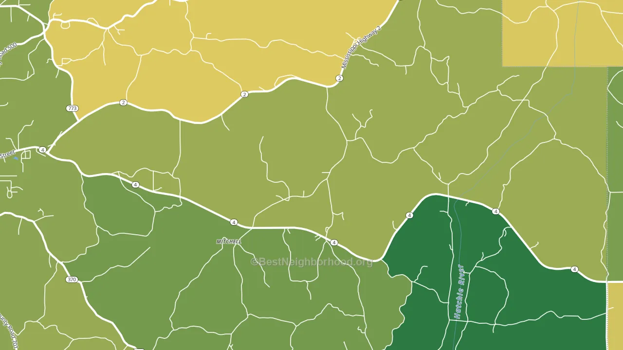 Mitchell, MS block-group voter-turnout map