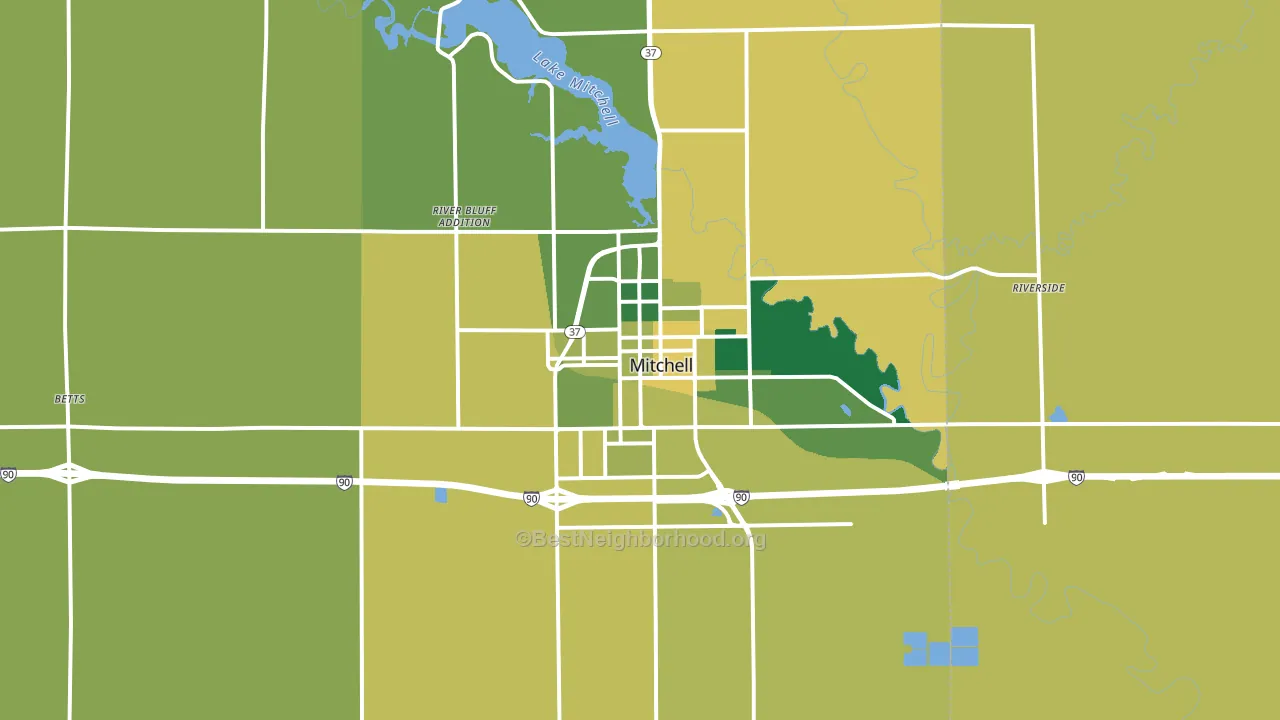 Mitchell, SD block-group voter-turnout map