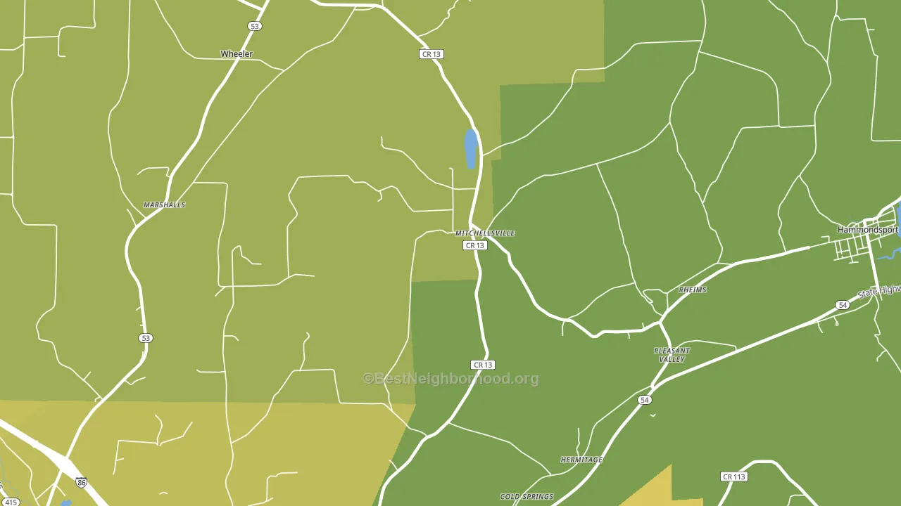 Mitchellsville, NY block-group voter-turnout map