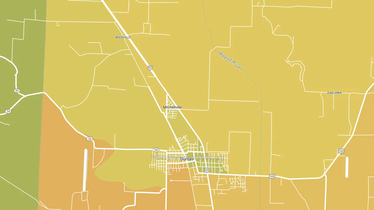 Mitchellville, AR block-group voter-turnout map