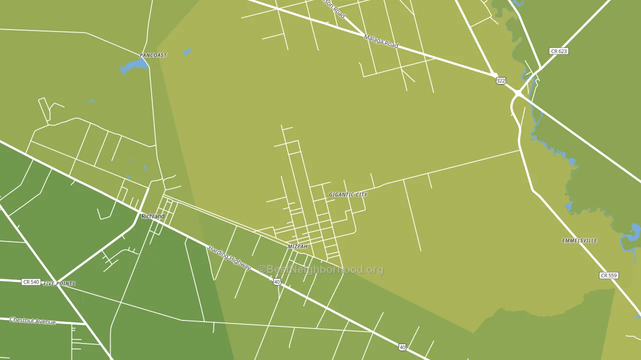 Mizpah, NJ block-group voter-turnout map