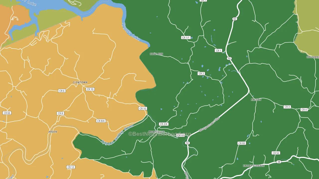 Moatsville, WV block-group voter-turnout map