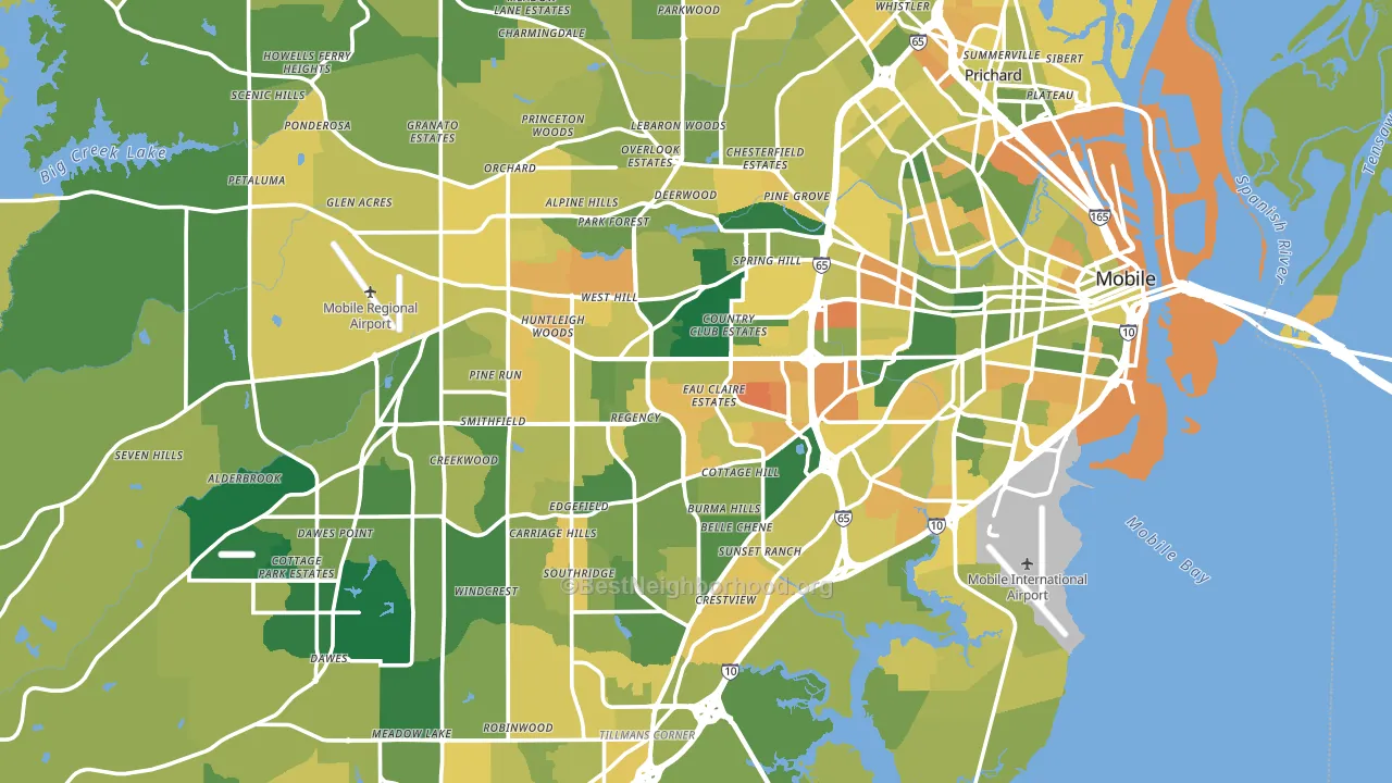 Mobile, AL block-group voter-turnout map