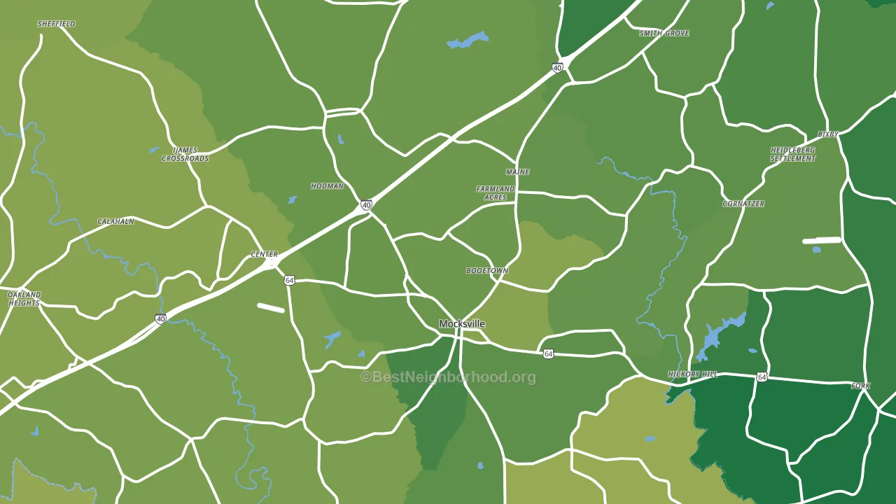 Mocksville, NC block-group voter-turnout map