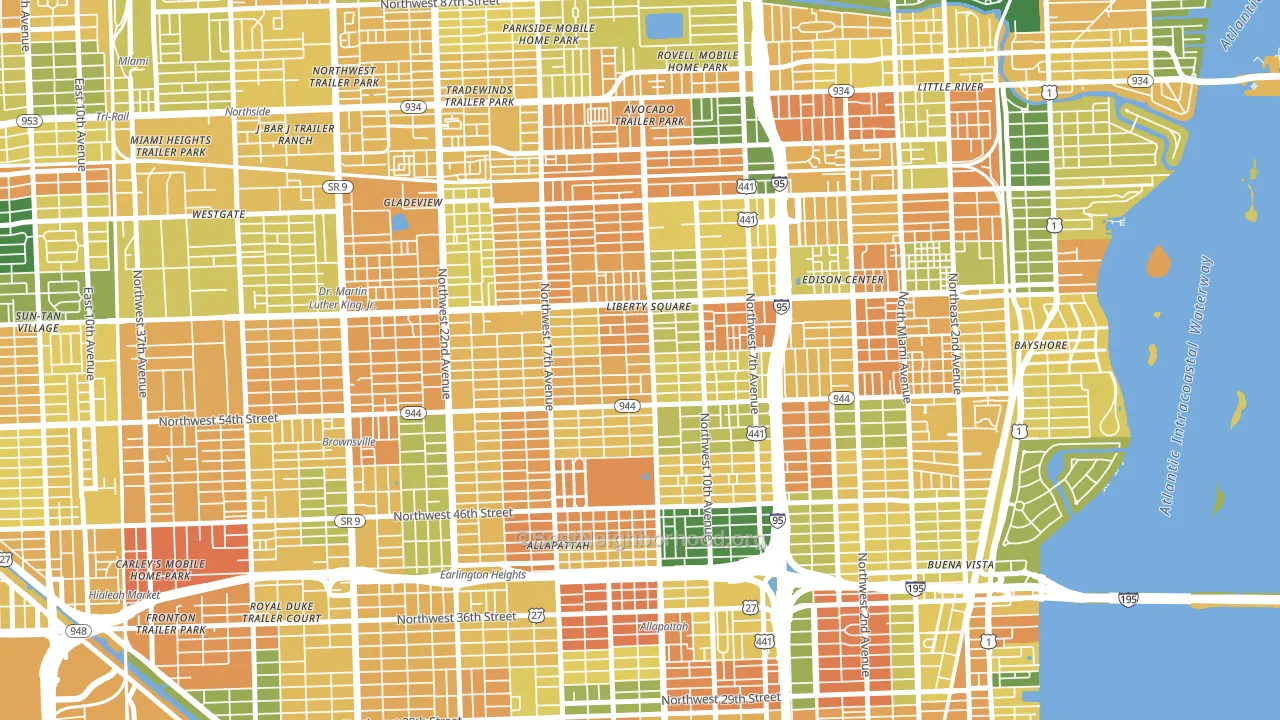 Model City, Miami, FL block-group voter-turnout map