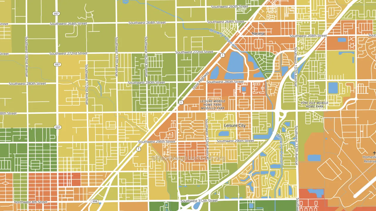 Modello, Leisure City, FL block-group voter-turnout map