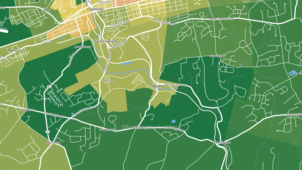 Modena, PA block-group voter-turnout map