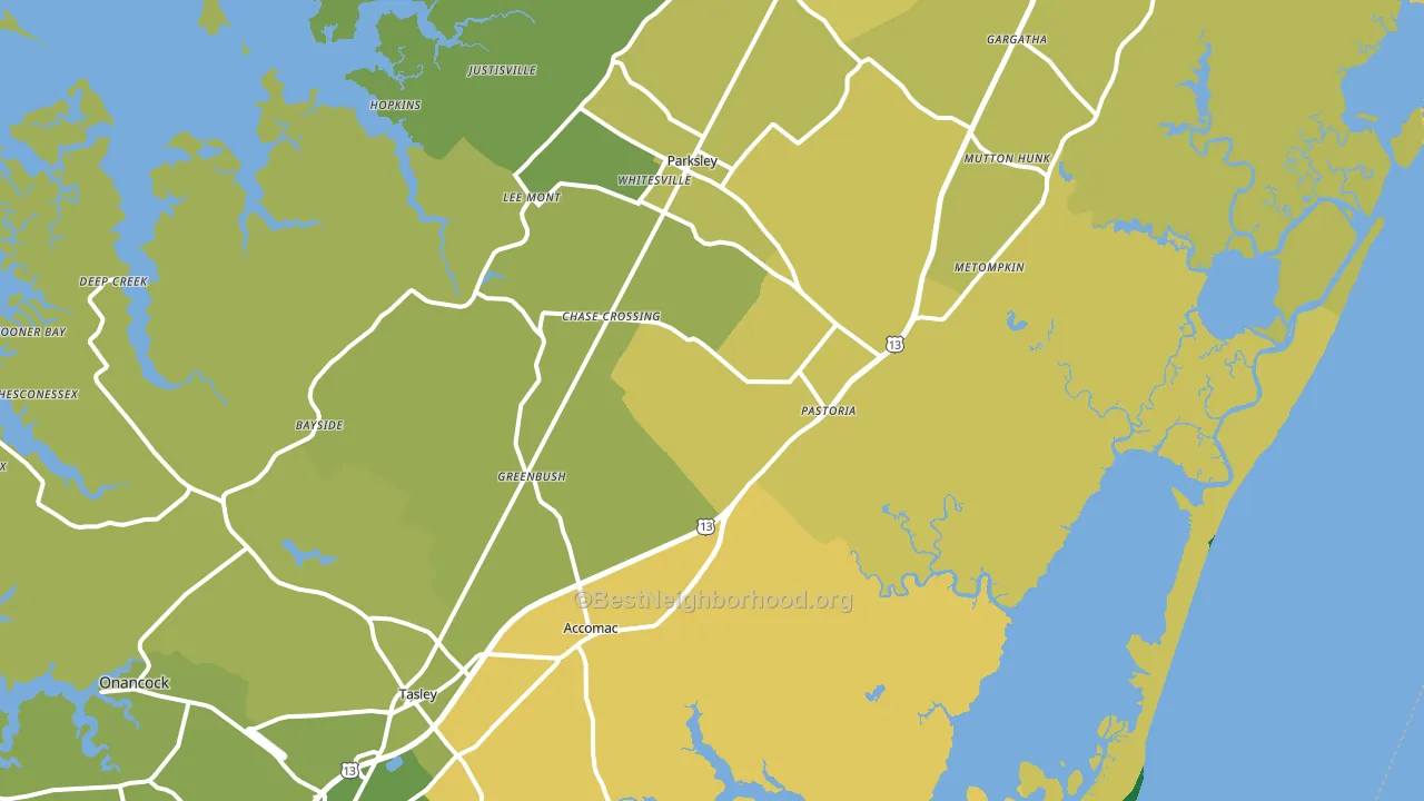 Modest Town, VA block-group voter-turnout map