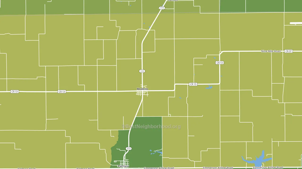 Modesto, IL block-group voter-turnout map