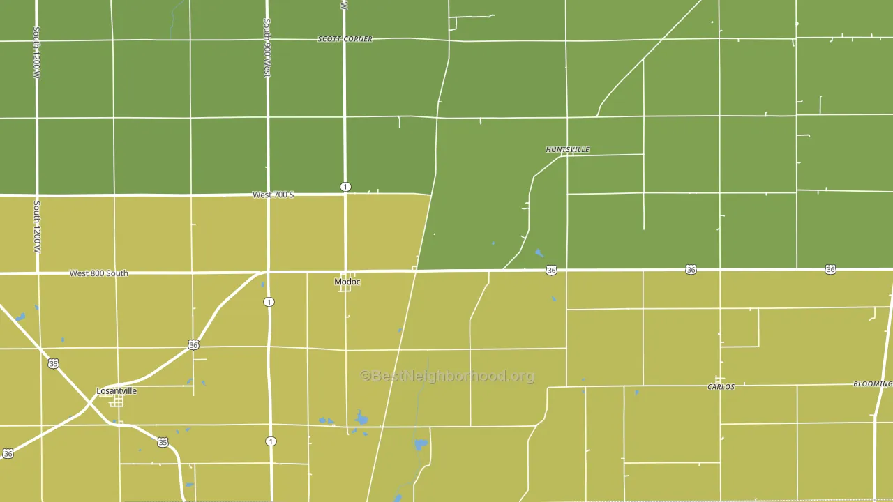 Modoc, IN block-group voter-turnout map
