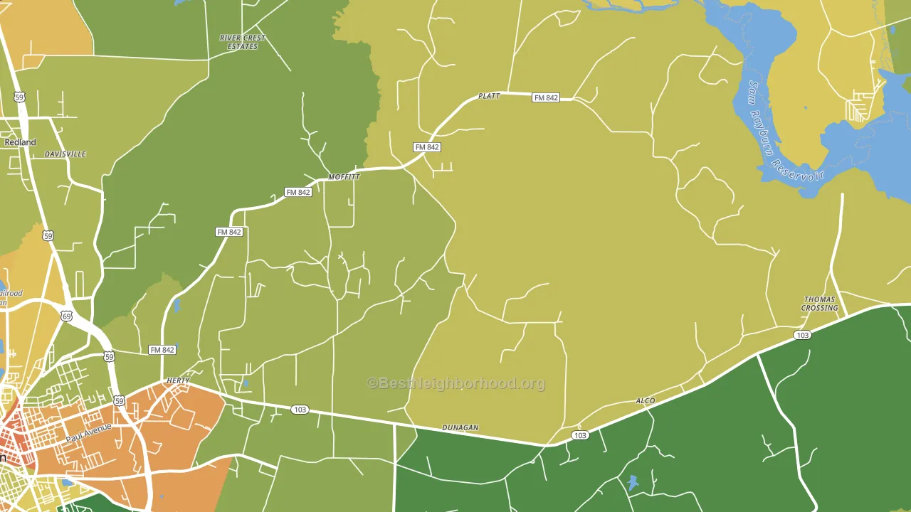 Moffitt, TX block-group voter-turnout map