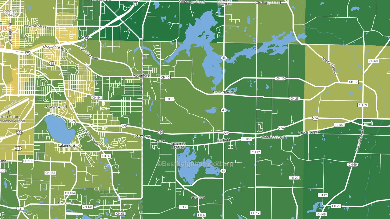 Mogadore, OH block-group voter-turnout map