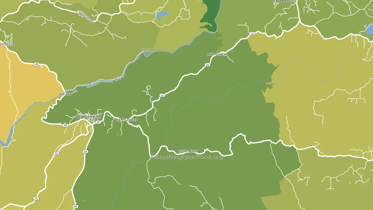 Mokelumne Hill, CA block-group voter-turnout map