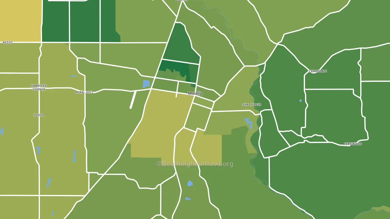 Molalla, OR block-group voter-turnout map