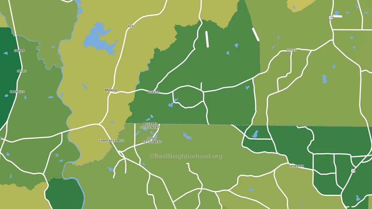 Molena, GA block-group voter-turnout map