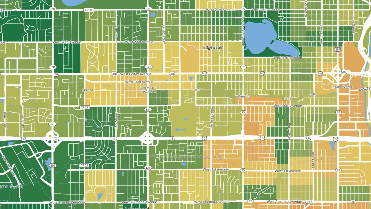 Molholm Two Creeks, Edgewater, CO block-group voter-turnout map