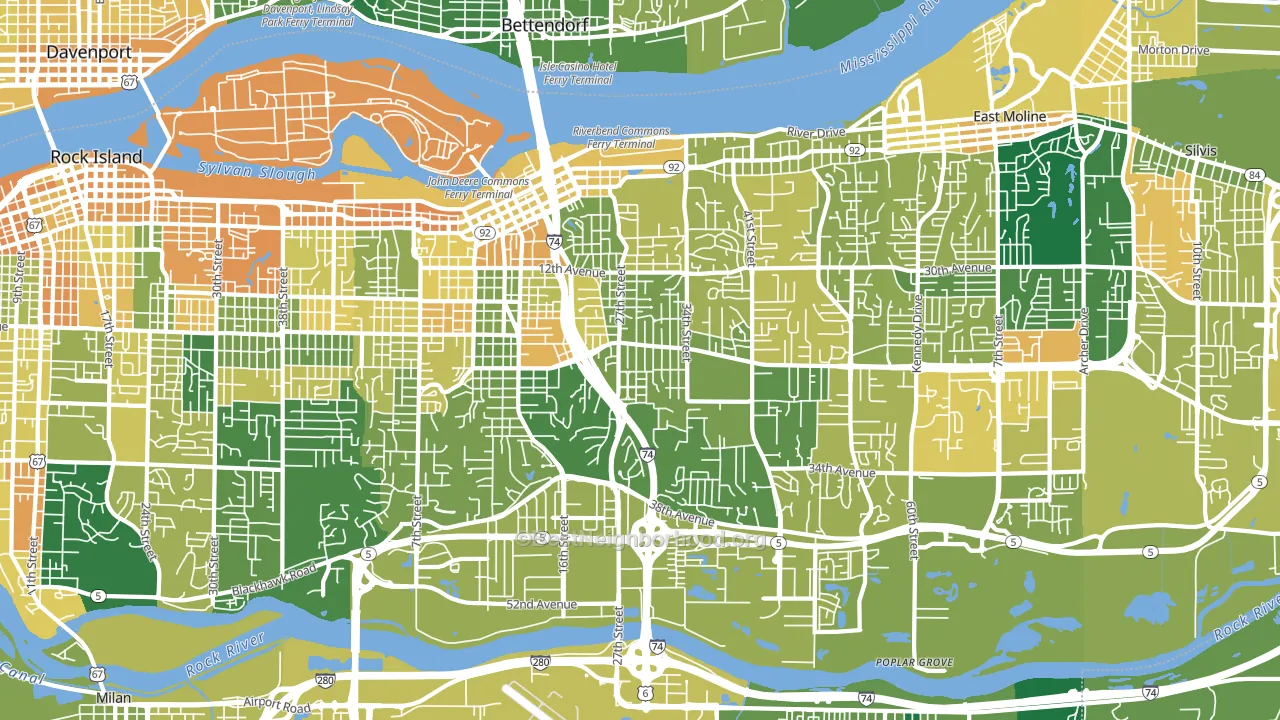 Moline, IL block-group voter-turnout map