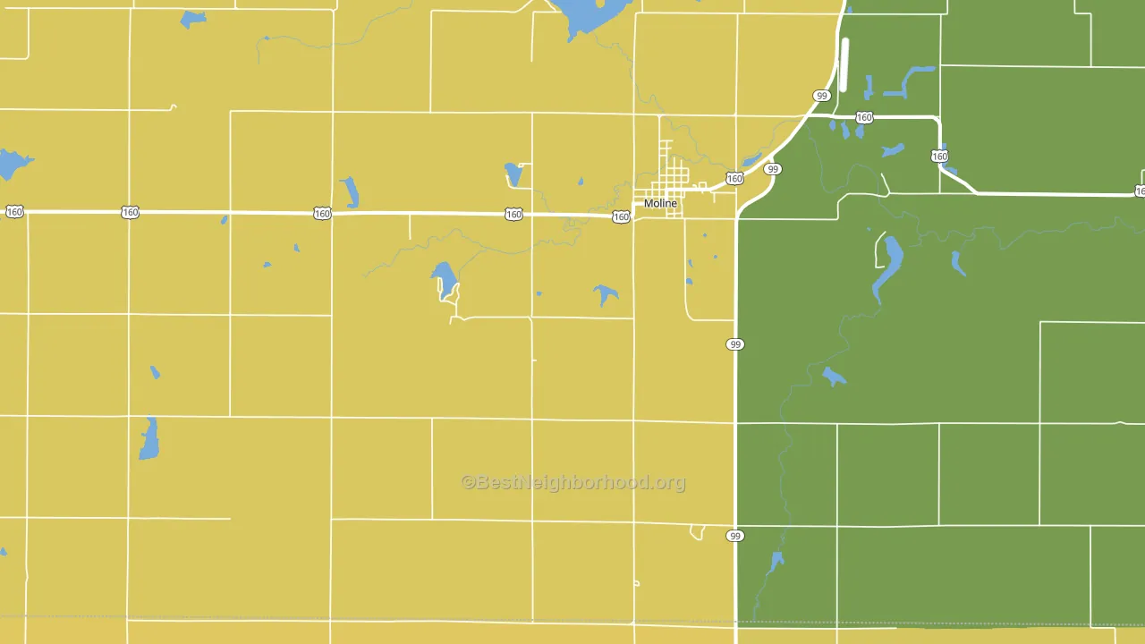 Moline, KS block-group voter-turnout map