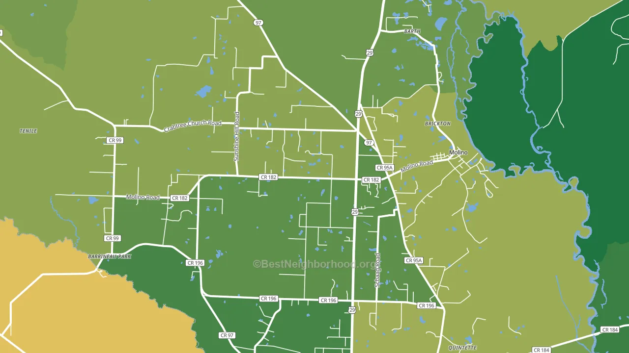 Molino, FL block-group voter-turnout map