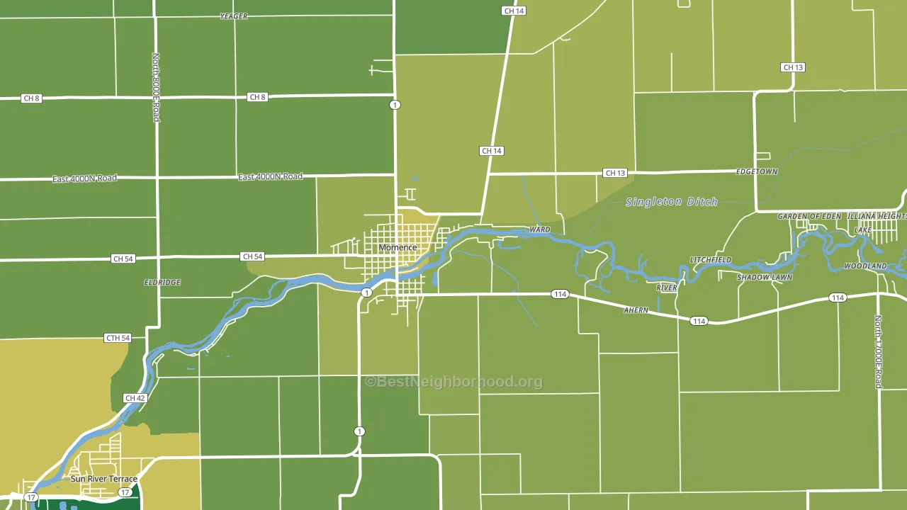 Momence, IL block-group voter-turnout map