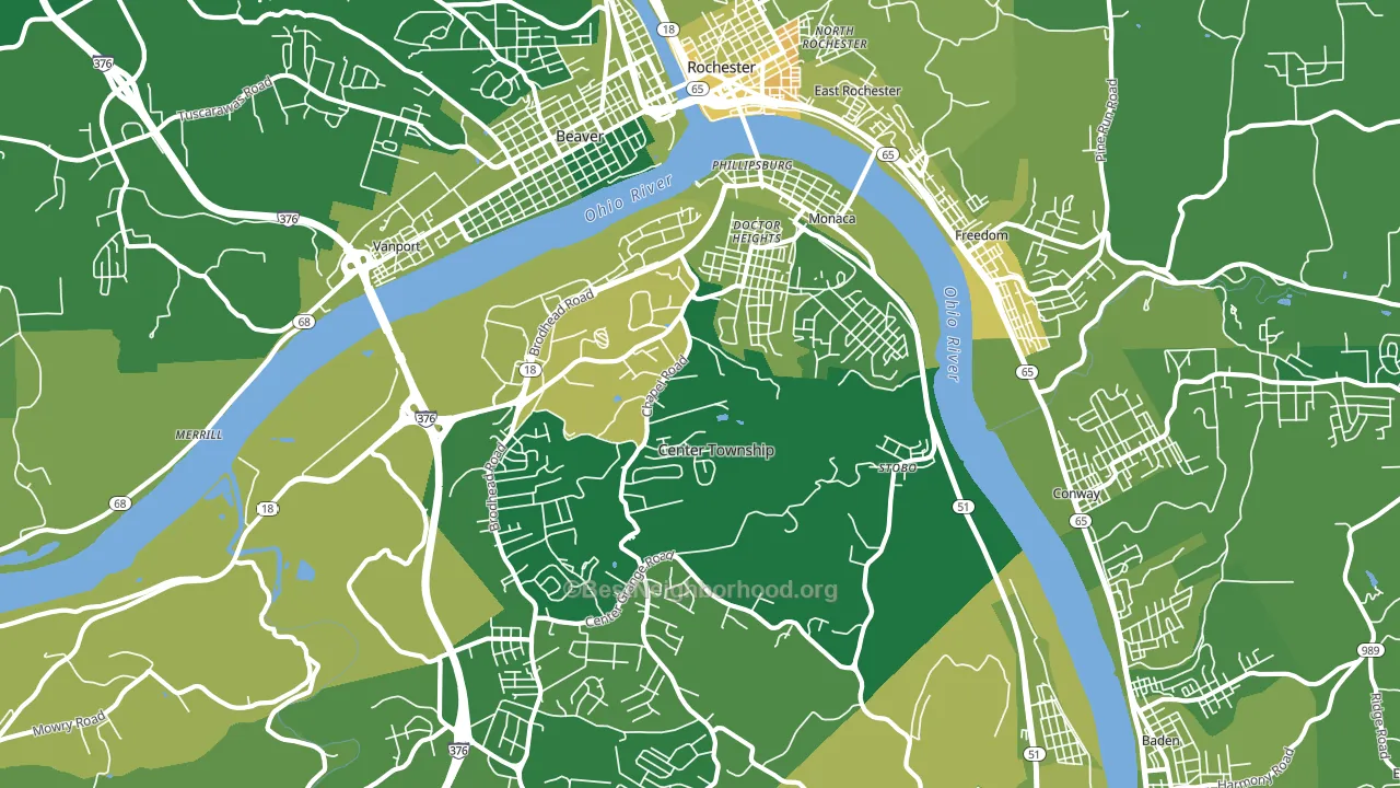 Monaca, PA block-group voter-turnout map