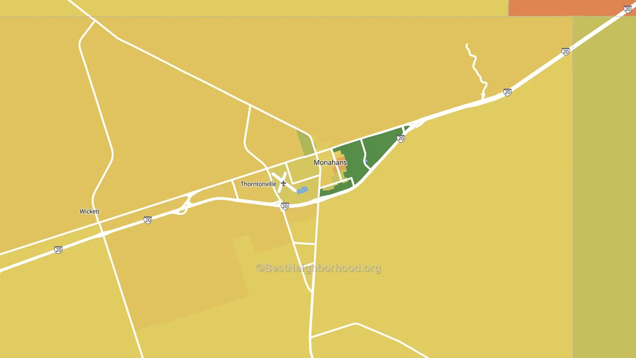 Monahans, TX block-group voter-turnout map