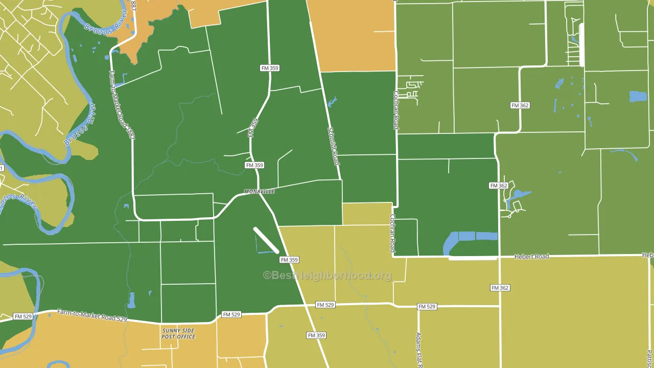 Monaville, TX block-group voter-turnout map